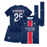 Fotballdrakt Barn Paris Saint-Germain Nuno Mendes #25 Hjemmedraktsett 2024-25 Kortermet (+ Korte bukser)